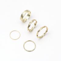 aleación de zinc Anillo Set, chapado en color dorado, 5 piezas & Joyería & para mujer, dorado, 17mm, Vendido por Set