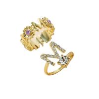 Zinklegering Ring Set, Zinc Alloy, gold plated, 2 stuks & mode sieraden & voor vrouw & met strass, gouden, 17mm, Verkocht door Stel