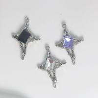 Pendants since Alloy Croise, Sinc Alloy, Cross, dath airgid plated, DIY & le rhinestone, dathanna níos mó le haghaidh rogha, nicil, luaidhe & caidmiam saor in aisce, 20.20x30.30x5.60mm, Díolta De réir PC