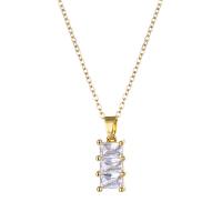 Chaîne en acier inoxydable Collier Sweater, Acier inoxydable 304, avec 1.97inch chaînes de rallonge, bijoux de mode & pavé de micro zircon & pour femme, doré, 20x8mm, Vendu par Environ 15.75 pouce brin