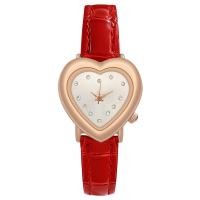 Women Wrist Watch PU Leather with Glass & 304 Stainless Steel & Zinc Alloy Heart rose gold color plated fashion jewelry & Chinese movement & for woman Length Approx 206 mm Sold By PC