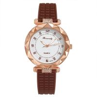 Donne orologio da polso, silicone, with vetro & 304 acciaio inox & lega in zinco, Cerchio, placcato oro rosa, gioielli di moda & movimento cinese & per la donna & con strass, nessuno, 36x9mm, Lunghezza Appross. 245 mm, Venduto da PC