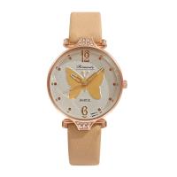 Women Wrist Watch PU Leather with Glass & 304 Stainless Steel & Zinc Alloy Round rose gold color plated fashion jewelry & Chinese movement & for woman & with rhinestone Length Approx 240 mm Sold By PC