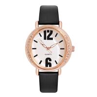 Reloj de Pulsera de Mujeres, Cuero de PU, con Vidrio & acero inoxidable 304 & aleación de zinc, Esférico, chapado en color rosa dorada, Joyería & movimiento chino & para mujer & con diamantes de imitación, más colores para la opción, 36x8mm, longitud aproximado 236 mm, Vendido por UD