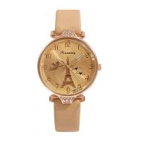 Women Wrist Watch PU Leather with Glass & 304 Stainless Steel & Zinc Alloy Round rose gold color plated fashion jewelry & Chinese movement & for woman & with rhinestone Length Approx 240 mm Sold By PC