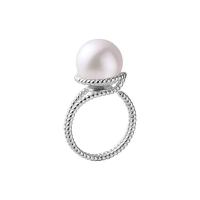 Mässing Finger Ring, med Plast Pearl, plated, för kvinna, silver, Säljs av PC