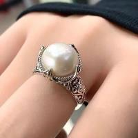 Prás Finger Ring, le Pearl Plaisteacha, plátáilte, jewelry faisin & unisex, dath bunaidh, Díolta De réir PC