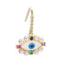 Male Orecchini Eye, ottone, with perla in plastica, placcato oro vero, stili diversi per la scelta & Micro spianare cubic zirconia & per la donna & smalto, dorato, Venduto da coppia