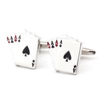 Manchetknopen, Messing, Poker, silver plated, 2 stuks & voor de mens, nikkel, lood en cadmium vrij, 19x18mm, Verkocht door Stel