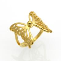 Messing Fingerring, Schmetterling, goldfarben plattiert, Modeschmuck & für Frau & hohl, frei von Nickel, Blei & Kadmium, 17mm, verkauft von PC