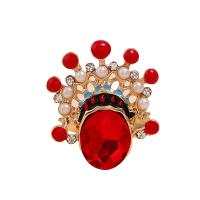 Zinc Alloy fingerring, med Plastic Pearl, guldfarve belagt, mode smykker & for kvinde & emalje & med rhinestone, flerfarvede, 17mm, Solgt af PC