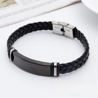 PU cavo bracciali, Titantium acciaio, with PU, lucido, gioielli di moda & unisex, nero, Lunghezza 22 cm, Venduto da PC