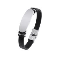 PU cavo bracciali, Titantium acciaio, with PU, lucido, gioielli di moda & unisex, nero, 10mm, Lunghezza 22 cm, Venduto da PC