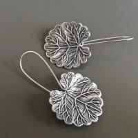 Boucles d'oreilles en alliage de zinc, Feuille de Lotus, Plaqué de couleur d'argent, Vintage & bijoux de mode & pour femme, protéger l'environnement, sans nickel, plomb et cadmium, 23x55mm, Vendu par paire