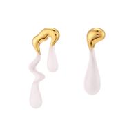 Boucles d'oreilles asymétriques, alliage de zinc, Placage de couleur d'or, bijoux de mode & pour femme & émail, plus de couleurs à choisir, protéger l'environnement, sans nickel, plomb et cadmium, 13.8x38.6mm,7.7x27.4mm, Vendu par paire