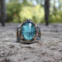 Zinklegierung Fingerring , mit Glas, antik silberfarben plattiert, Vintage & Modeschmuck & verschiedene Größen vorhanden & für den Menschen, blau, frei von Nickel, Blei & Kadmium, verkauft von PC