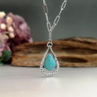 Zinklegering halskettingen, Zinc Alloy, met Synthetische Turquoise, met 5cm extender keten, Traan, antiek zilver plated, Vintage & mode sieraden & voor vrouw & hol, blauw, nikkel, lood en cadmium vrij, Lengte Ca 45 cm, Verkocht door PC