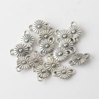 Blume Zinklegierung Schmuckverbinder, flache Runde, silberfarben plattiert, Vintage & DIY & 1/1-Schleife, frei von Nickel, Blei & Kadmium, 15x9mm, ca. 100PCs/Tasche, verkauft von Tasche