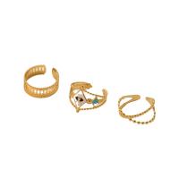 Enamel Stainless Steel Finger Ring 304 Stainless Steel plated three pieces & for woman golden Sold By Set