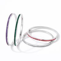 Rozsdamentes acél bangle, 304 rozsdamentes acél, galvanizált, divat ékszerek & a nő & strasszos, több színt a választás, Által értékesített PC