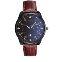 Reloj de Pulsera para Hombre, Cuero de PU, con Vidrio & acero inoxidable 304 & aleación de zinc, Esférico, chapado en color plomo negro, Joyería & movimiento chino, más colores para la opción, 42x9mm, longitud aproximado 255 mm, Vendido por UD