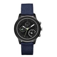 Reloj de Pulsera para Hombre, lienzo, con Vidrio & acero inoxidable 304 & aleación de zinc, Esférico, chapado en color plomo negro, Joyería & movimiento chino & luminoso, más colores para la opción, 41x9mm, longitud aproximado 245 mm, Vendido por UD