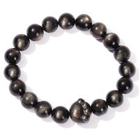 Bracelets de pierres précieuses, Argent-Obsidienne, avec or Obsidian, Griffe, bijoux de mode & unisexe & normes différentes pour le choix, plus de couleurs à choisir, Longueur Environ 18 cm, Vendu par PC