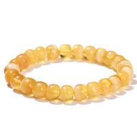 Pulseiras de pedras preciosas, A cera de abelhacera virgem, Roda, polido, joias de moda & diferentes graus para a escolha & para mulher, amarelo, 8-9x6-7mm, comprimento Aprox 18 cm, vendido por PC