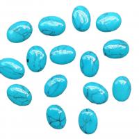 Gemstone Cabochons, Synthetische Turquoise, Ovaal, DIY, blauw, 12x16mm, 100pC's/Bag, Verkocht door Bag