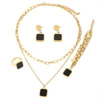 Sets de Joyas, Pendiente de stud & pulsera & collar, Partículas de acero, chapado, 4 piezas & Joyería & diferentes estilos para la opción & para mujer, más colores para la opción, libre de níquel, plomo & cadmio, Vendido por Set