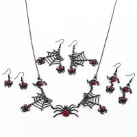 Zinc Alloy Smykker Set, Spider, forgyldt, Unisex & Halloween smykker gave & forskellige stilarter for valg & med rhinestone, sort, Solgt af PC