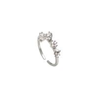 Messing Manchet Finger Ring, silver plated, verstelbaar & micro pave zirconia & voor vrouw, Maat:6-8, Verkocht door PC