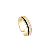 Messing Manchet Finger Ring, gold plated, micro pave zirconia & voor vrouw & glazuur, meer kleuren voor de keuze, Maat:6-8, Verkocht door PC