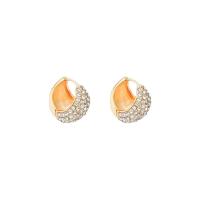 Zinc Alloy Håndtaget tilbage Earring, guldfarve belagt, Micro Pave cubic zirconia & for kvinde, 12x12mm, Solgt af par