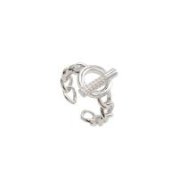 ottone Anelli Cuff, placcato, regolabile & Micro spianare cubic zirconia & per la donna & cavo, nessuno, Misura:6-8, Venduto da PC