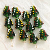 Handgewickelte Perlen, Lampwork, Weihnachtsbaum, Weihnachts-Design & DIY, grün, 19x14mm, verkauft von PC