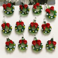 Fashion Lampwork Hangers, Kerstontwerp & DIY & verschillende stijlen voor de keuze, groen, 30x18mm, Verkocht door PC