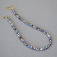 Parures de bijoux, agate Tibétaine, avec laiton, avec 5,3cm chaînes de rallonge, fait à la main, bijoux de mode & pour femme, bleu, Longueur Environ 38 cm, Environ 16 cm, Vendu par PC