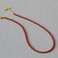 Agaat ketting, Rode Agaat, met Messing, met 5cm extender keten, handgemaakt, mode sieraden & verschillende grootte voor keus & voor vrouw, rood, Lengte Ca 39 cm, Verkocht door PC