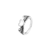 Sinc Alloy Finger Ring, dath airgid plated, jewelry faisin & do bhean, airgid, 15.5mm, Díolta De réir PC