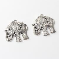 Zinklegierung Tier Anhänger, Elephant, antik silberfarben plattiert, Vintage & DIY, frei von Nickel, Blei & Kadmium, 48x47mm, ca. 100PCs/Tasche, verkauft von Tasche