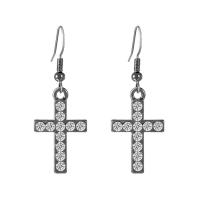 Sinc Alloy Earrings, le Prás, Cross, stíleanna éagsúla do rogha & do bhean & le rhinestone, dathanna níos mó le haghaidh rogha, nicil, luaidhe & caidmiam saor in aisce, Díolta De réir Péire