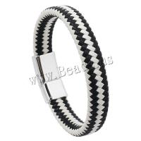 PU Leather Cord Bracelets zinc alloy magnetic clasp plated vintage & for man Length 21.5 cm Sold By PC