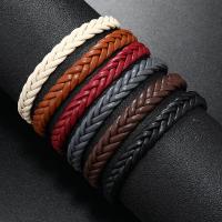 Pulseras de Cordón de PU, Cuero de PU, con Cordón de cera, Vintage & ajustable & para hombre, más colores para la opción, Inner diameteruff1a5.2-6.2cm, Vendido por Set