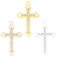 Zinklegering Cross Hangers, Zinc Alloy, Oversteken, plated, DIY & met strass, meer kleuren voor de keuze, nikkel, lood en cadmium vrij, 23x37mm, 100pC's/Bag, Verkocht door Bag