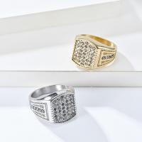 Rhinestone-Edelstahl -Finger-Ring, 304 Edelstahl, poliert, verschiedene Größen vorhanden & für den Menschen & mit Strass, keine, frei von Nickel, Blei & Kadmium, 16mm, verkauft von PC