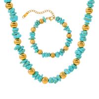 Parures de bijoux en acier inoxydable, Acier inoxydable 304, avec turquoise, Placage, styles différents pour le choix & pour femme, vert, Vendu par PC