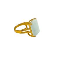 Anillo de dedo de acero inoxidable, acero inoxidable 304, con Jade, chapado, diverso tamaño para la opción & para mujer, dorado, Vendido por UD