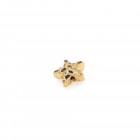 Messing Spacer Kralen, Ster, plated, DIY & micro pave zirconia, gouden, 15.50x15.50x3.30mm, Verkocht door PC