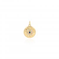 Evil Eye Hangers, Messing, Ronde, plated, DIY & micro pave zirconia, gouden, 19x15x3.70mm, Verkocht door PC